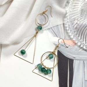 Asymmetrical Earrings with Natural Ice Green Agate